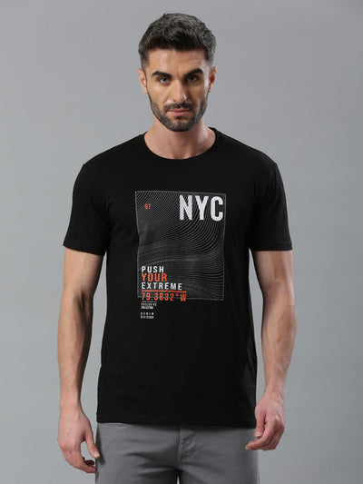 Black Printed Half Sleeve T-Shirt