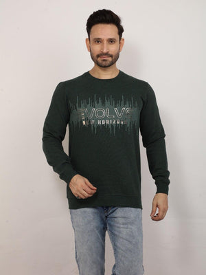 Green Melange Printed Sweatshirt