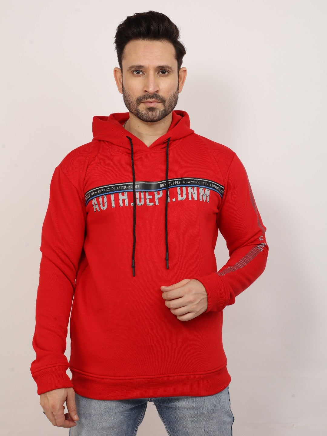 Red Printed Hooded Sweatshirt