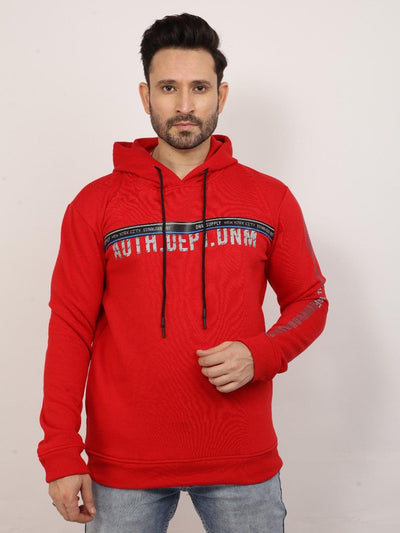 Red Printed Hoodie Sweatshirt