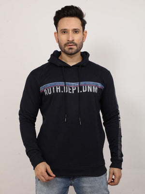 Navy Printed Hoodie Sweatshirt