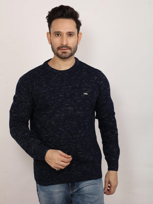 Jacquard Dark Navy Melange Sweater