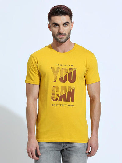 Mustard Printed Half Sleeve T-Shirt