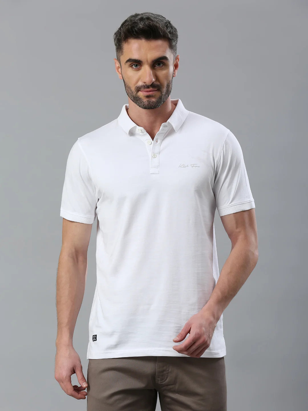 White Solid Polo Regular H/S T-Shirt