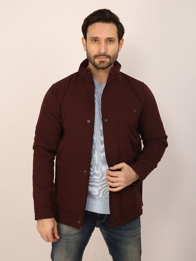 Wine Solid Crew Jacket