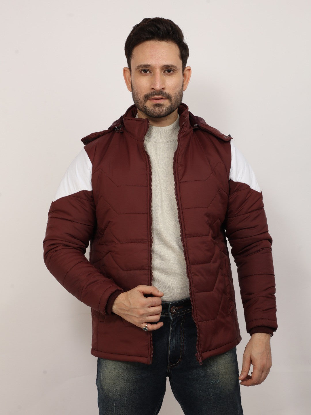 Wine Solid Hood Jacket