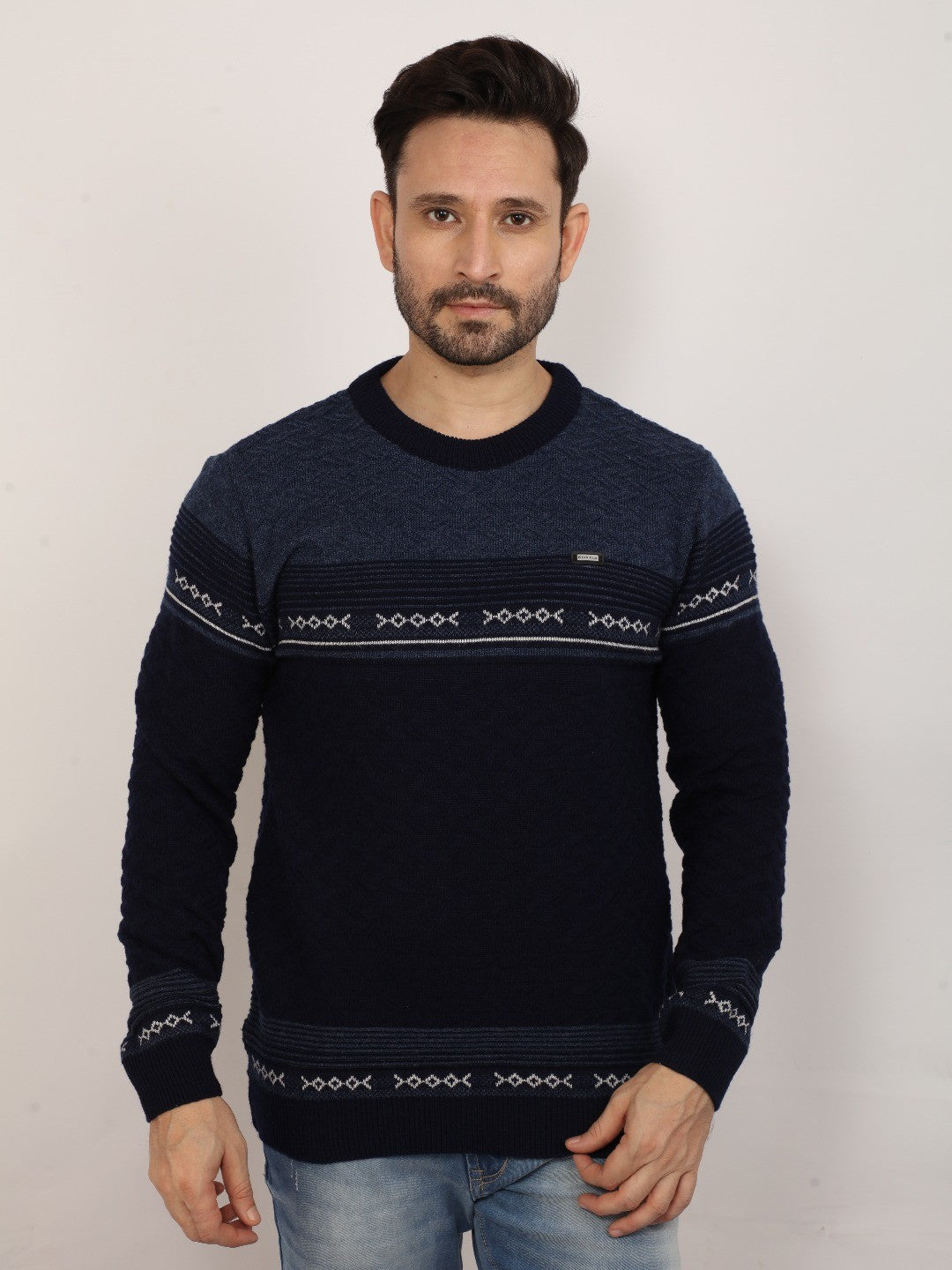 Navy Jacquard Sweater