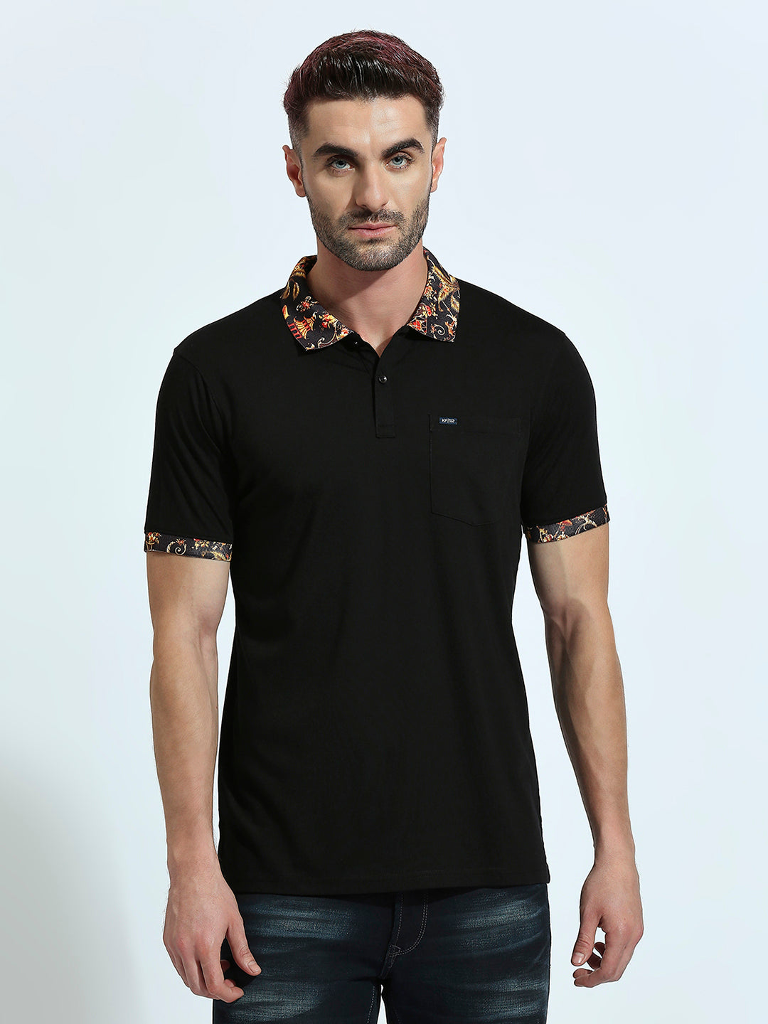 Black Solid Regular Fit Half Sleeve T-Shirt