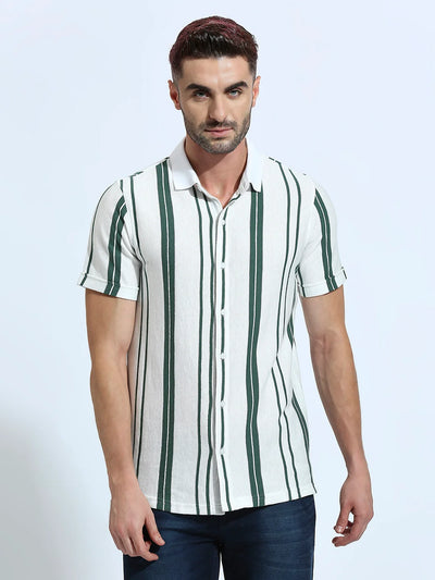 Dusty Green Striped Shirt