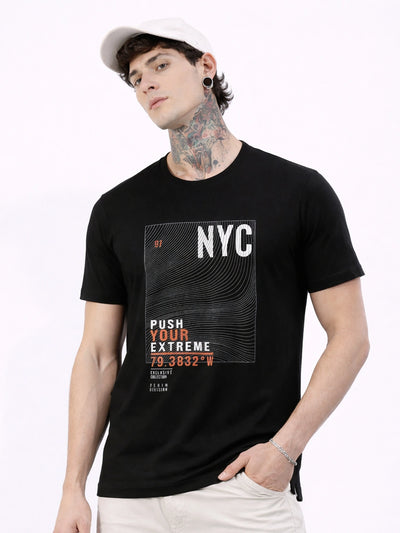 Black Printed Half Sleeve T-Shirt