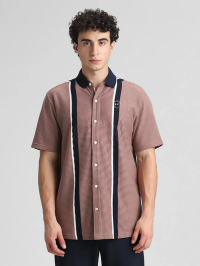 Onion/Navy Knitted Stripe Shirt