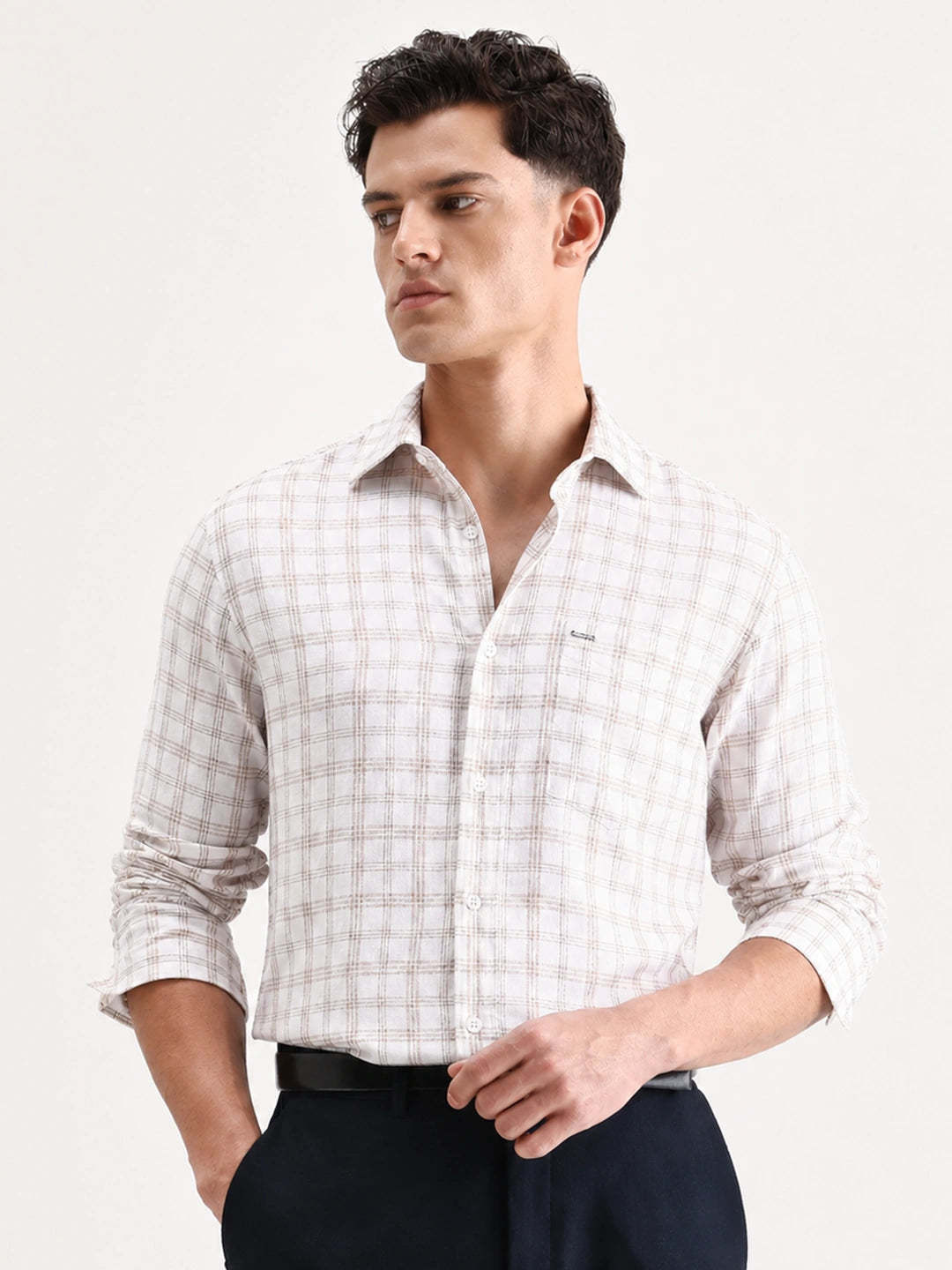 Beige Checkered Shirt