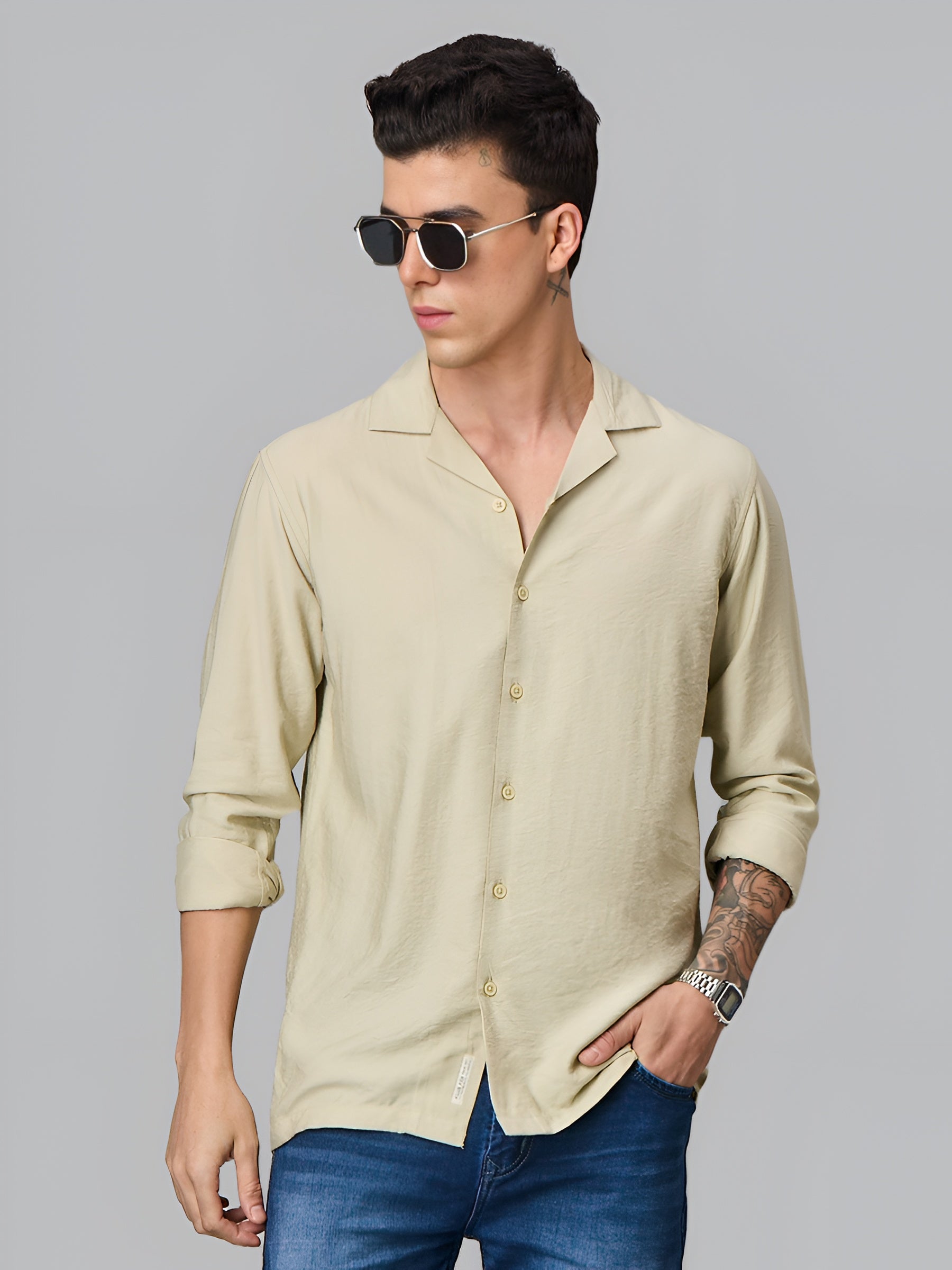 Beige Textured Shirt