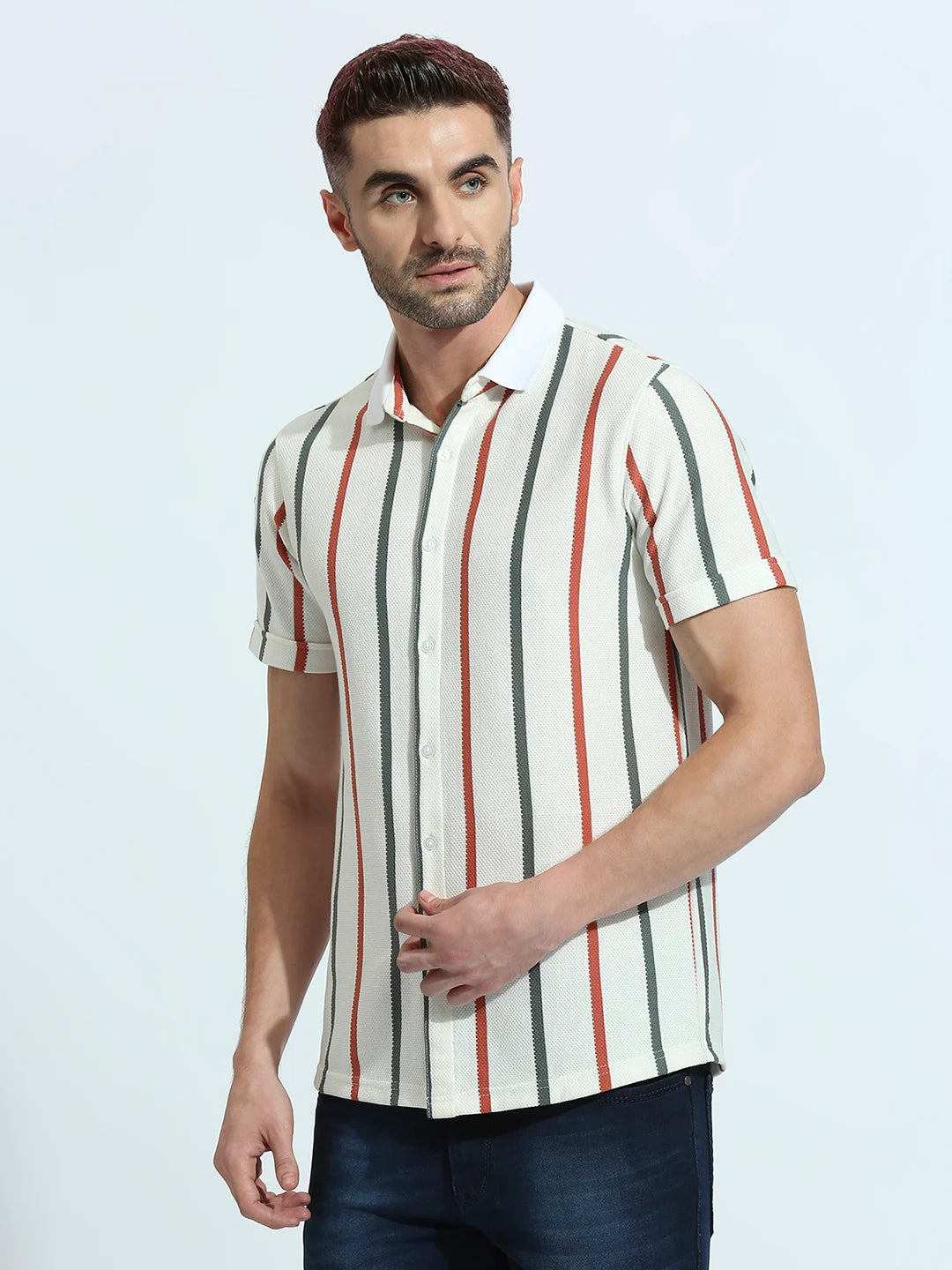 Rust White Striped Shirt