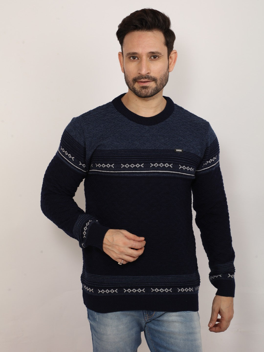 Navy Jacquard Sweater