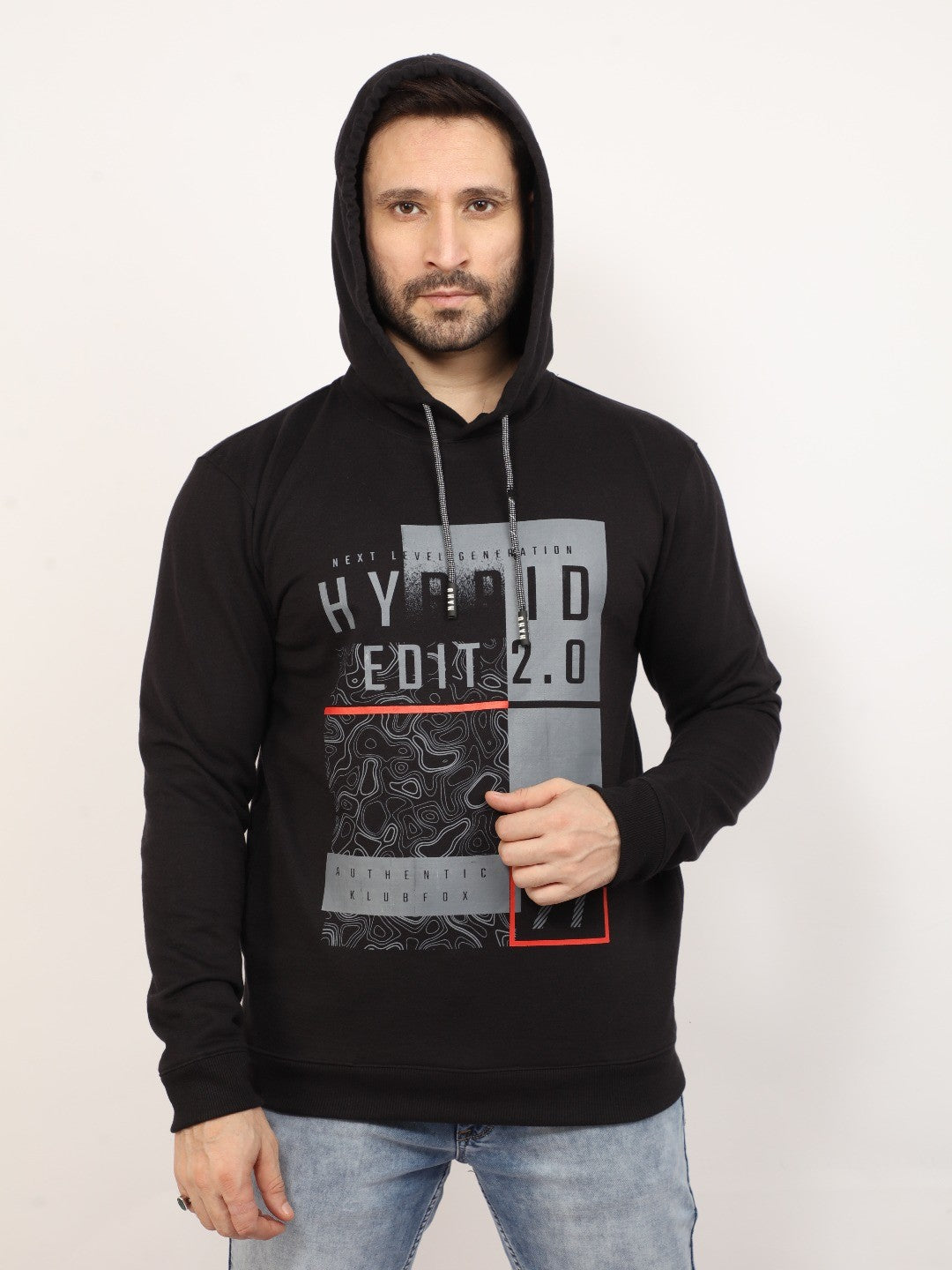 Black Printed Hooded Sweatshirt