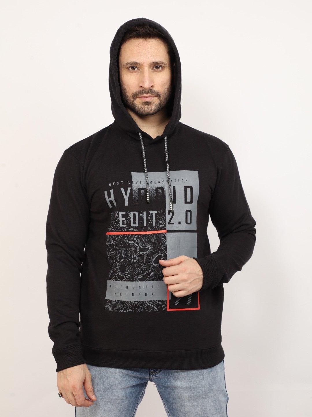 Black Printed Hooded Sweatshirt