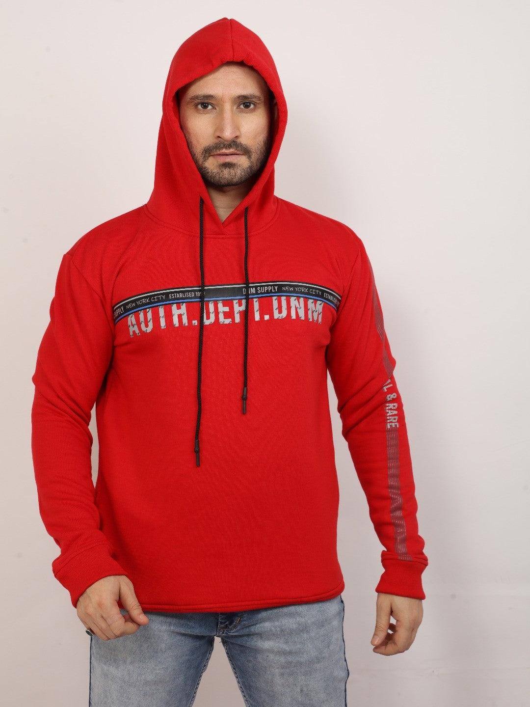 Red Printed Hooded Sweatshirt