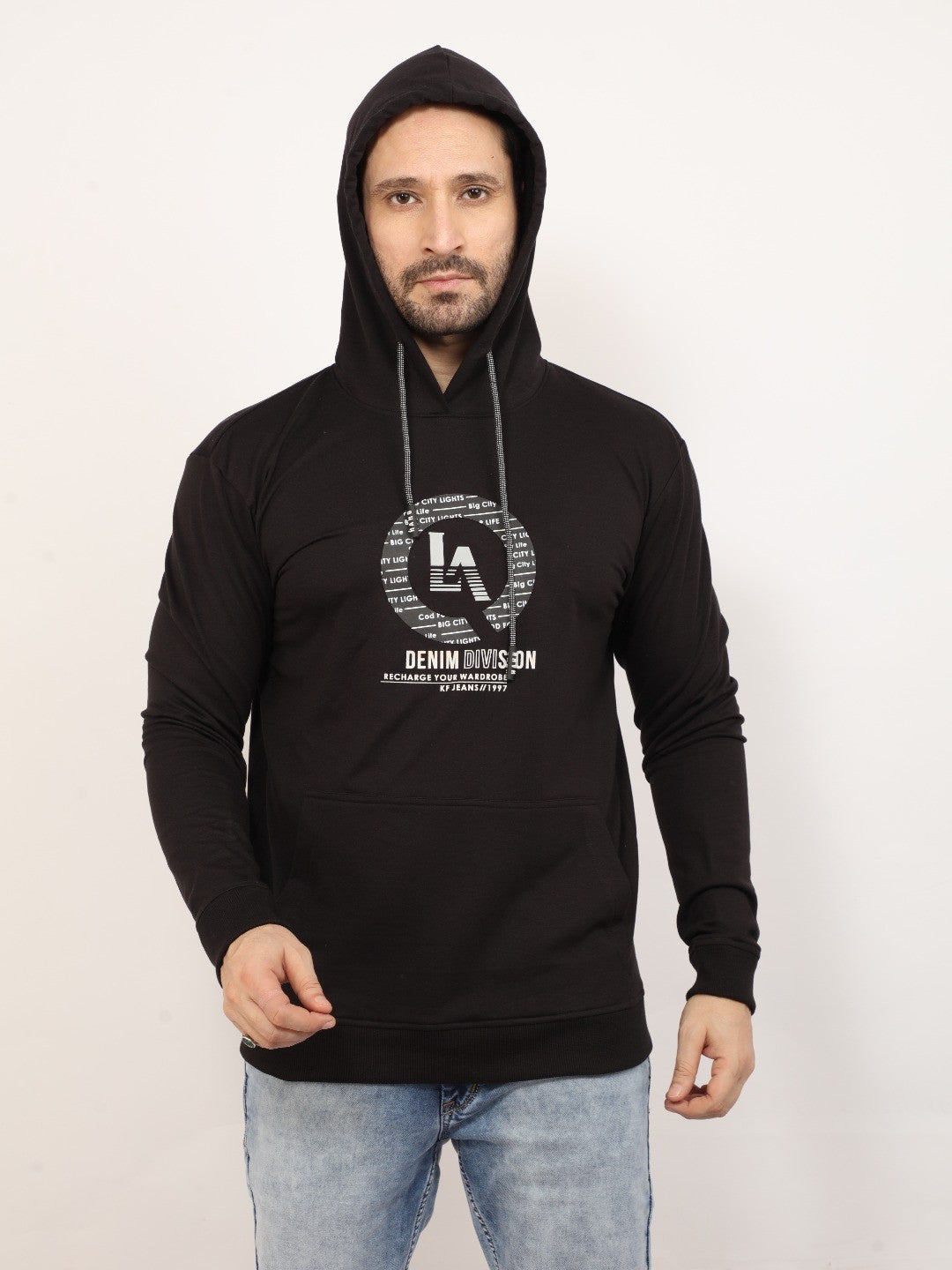 Black Printed Hooded Sweatshirt