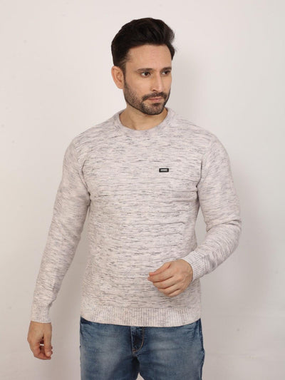 Beige Melange Jacquard Sweater