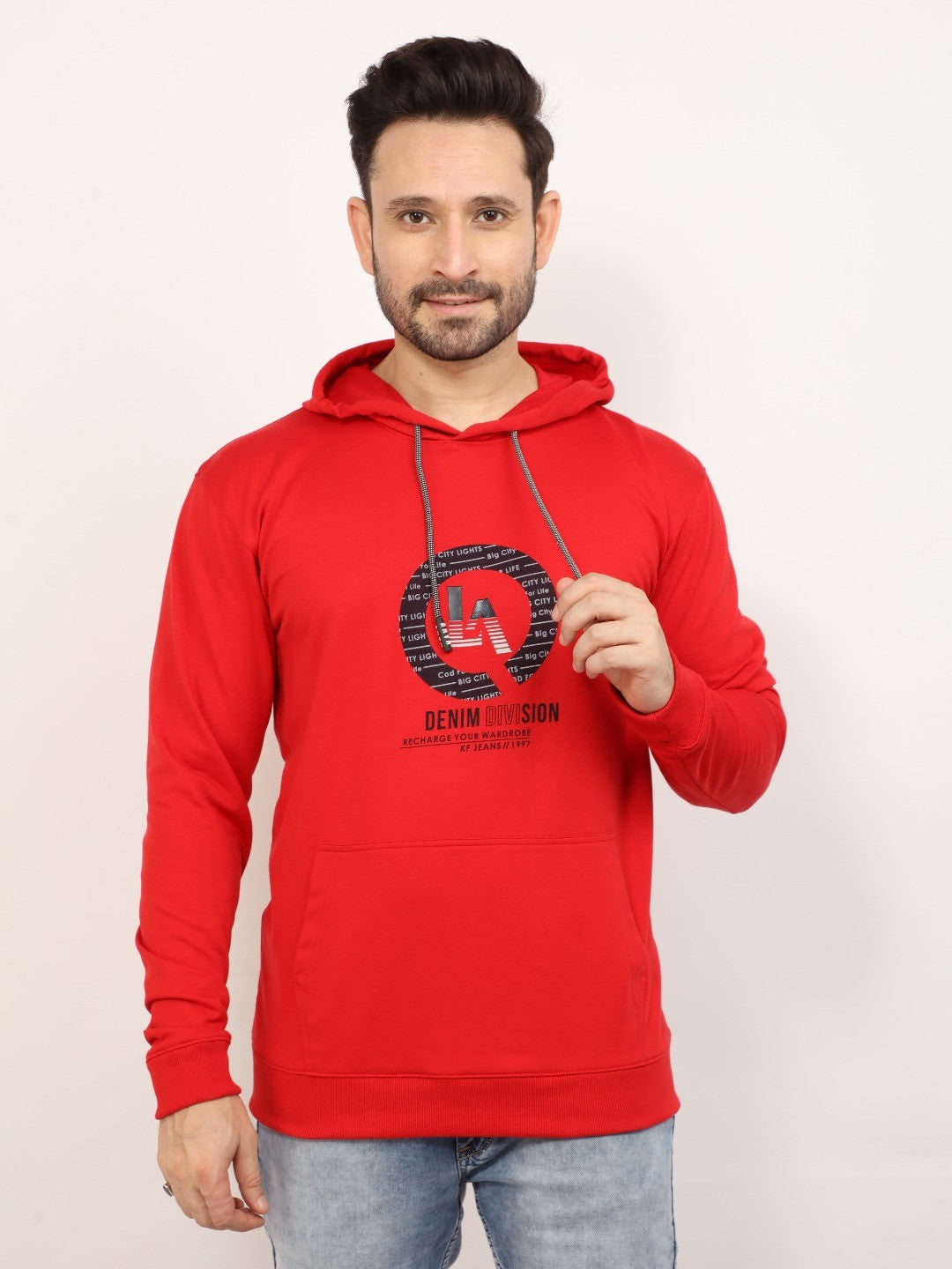 Red Printed Hooded Sweatshirt