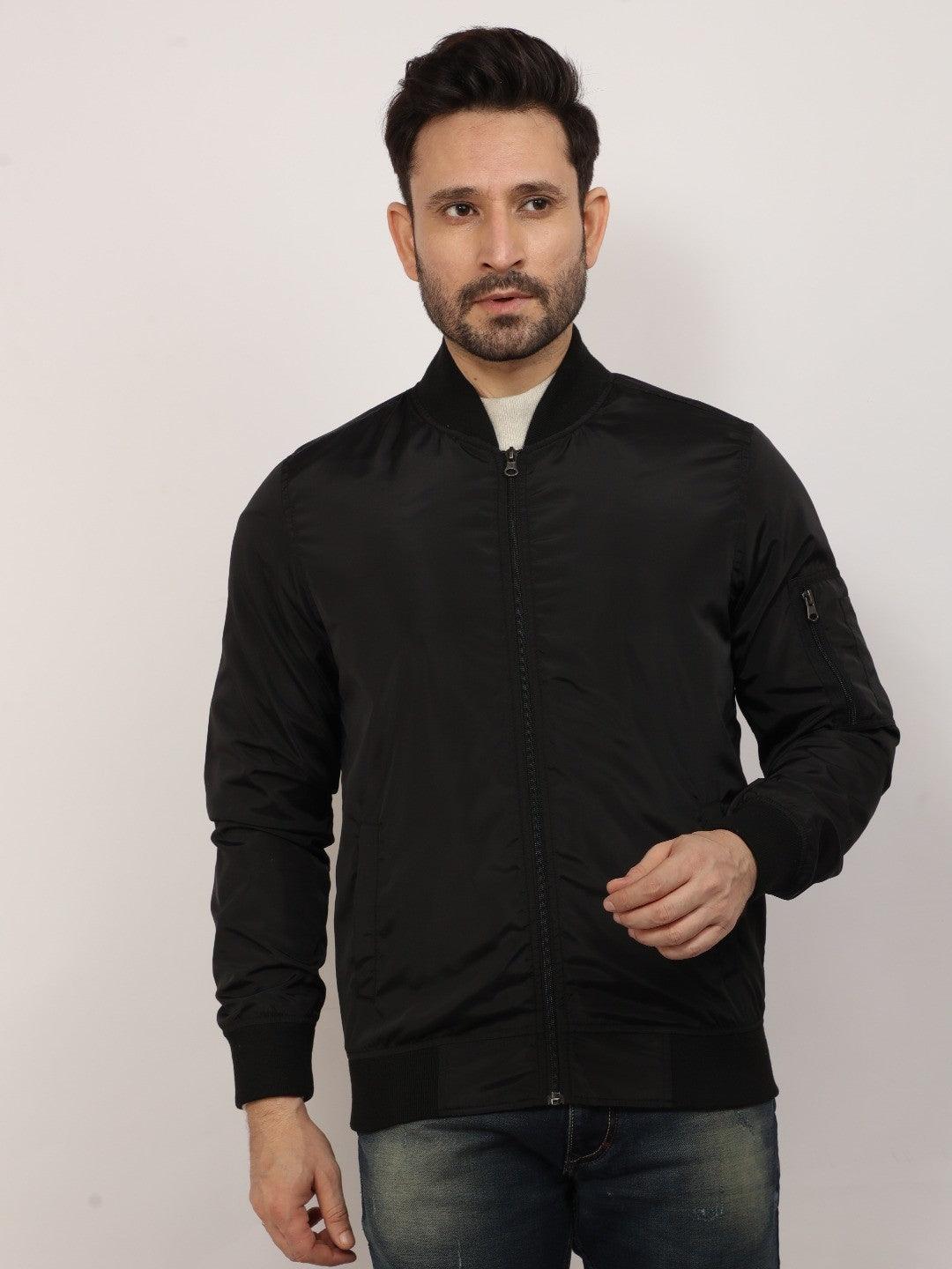 Black Solid  Crew Jacket