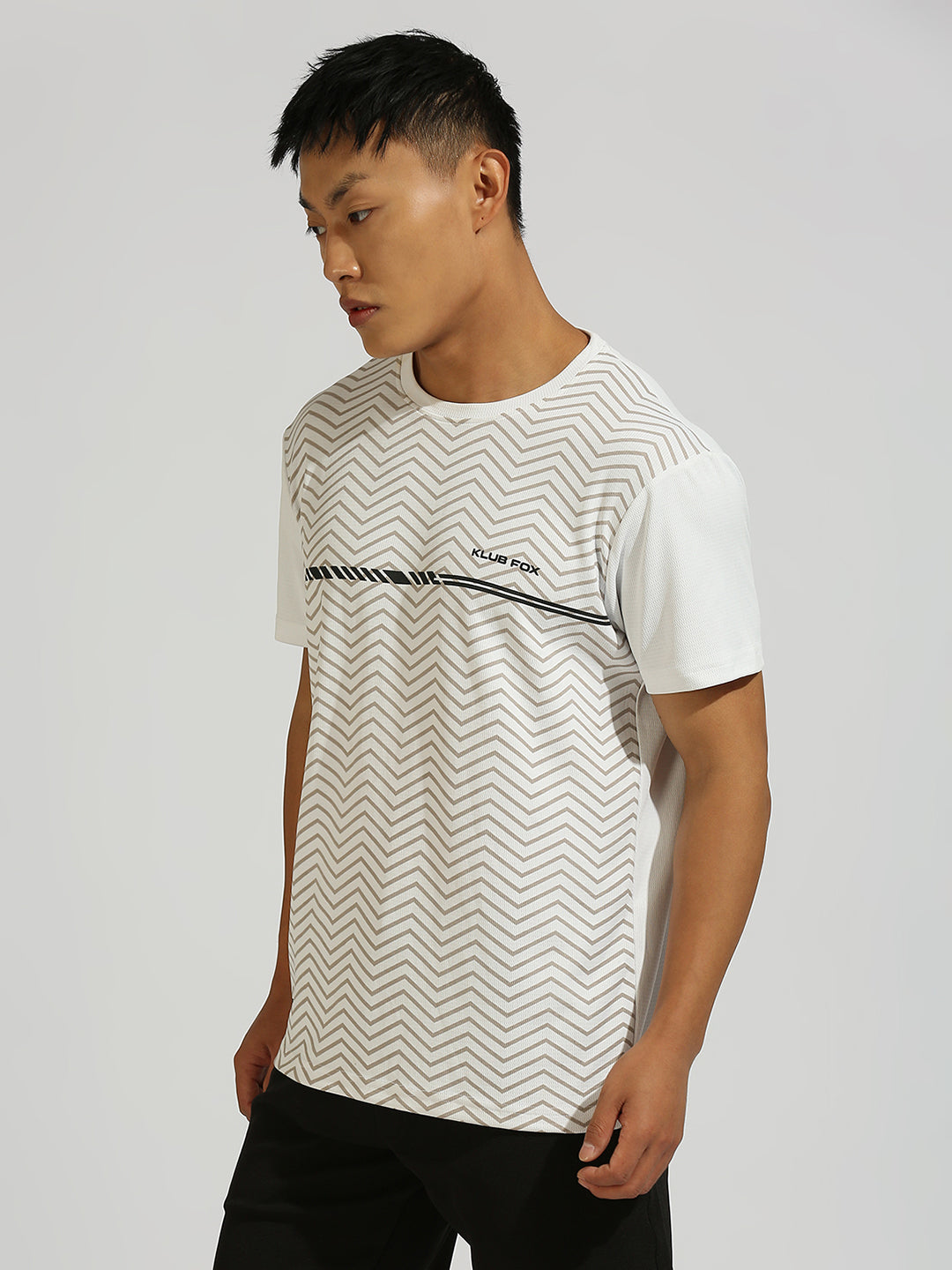 White Printed Regular Fit Half Sleeve T-Shirt