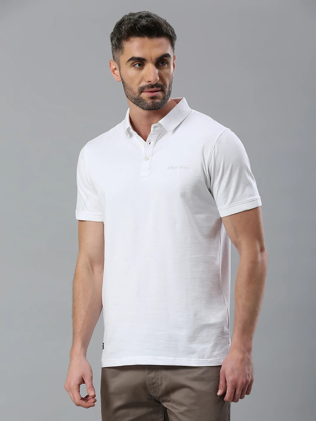 White Solid Polo Regular H/S T-Shirt