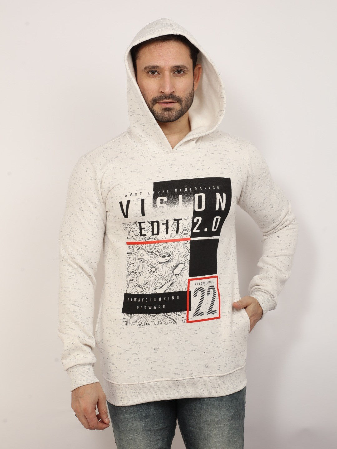 White Printed Hooded Sweatshirt