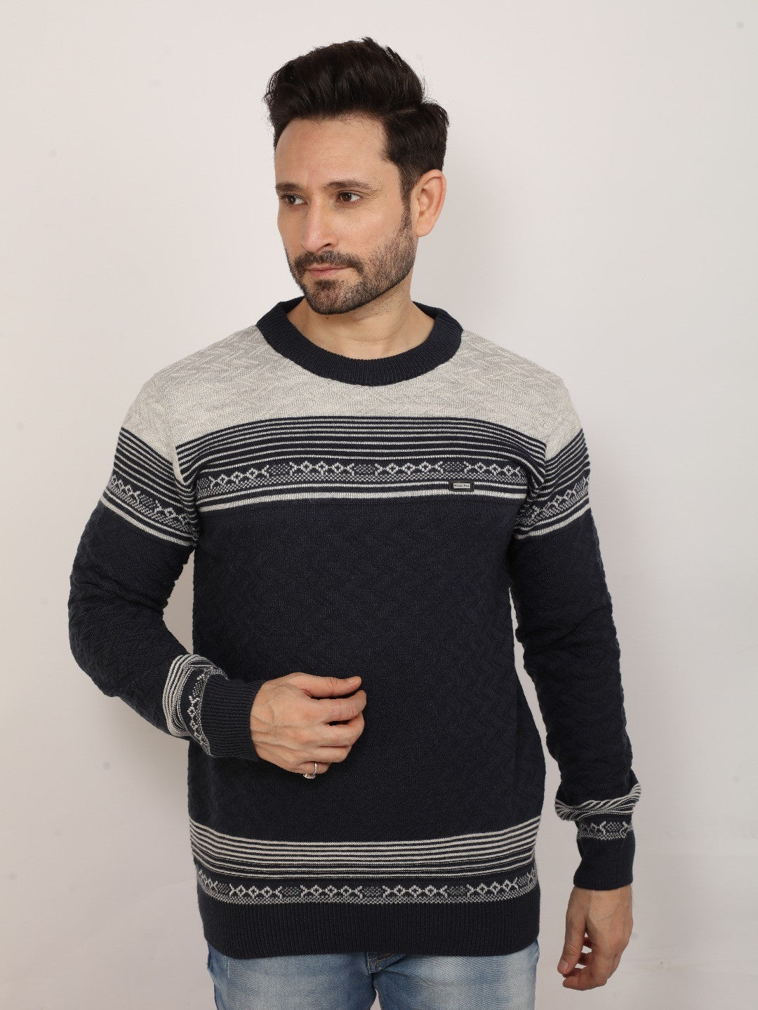 Grey Jacquard Sweater