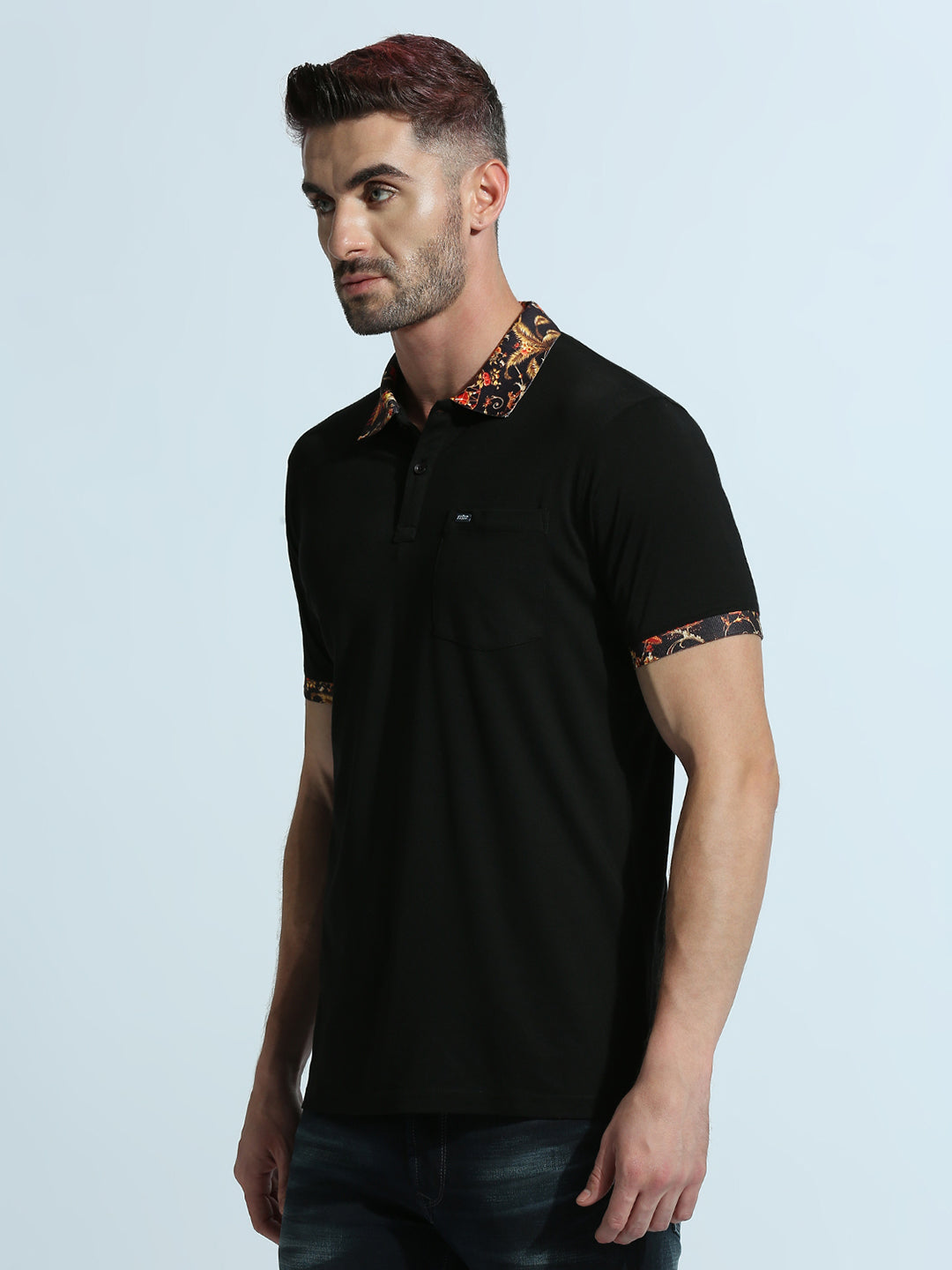 Black Solid Regular Fit Half Sleeve T-Shirt