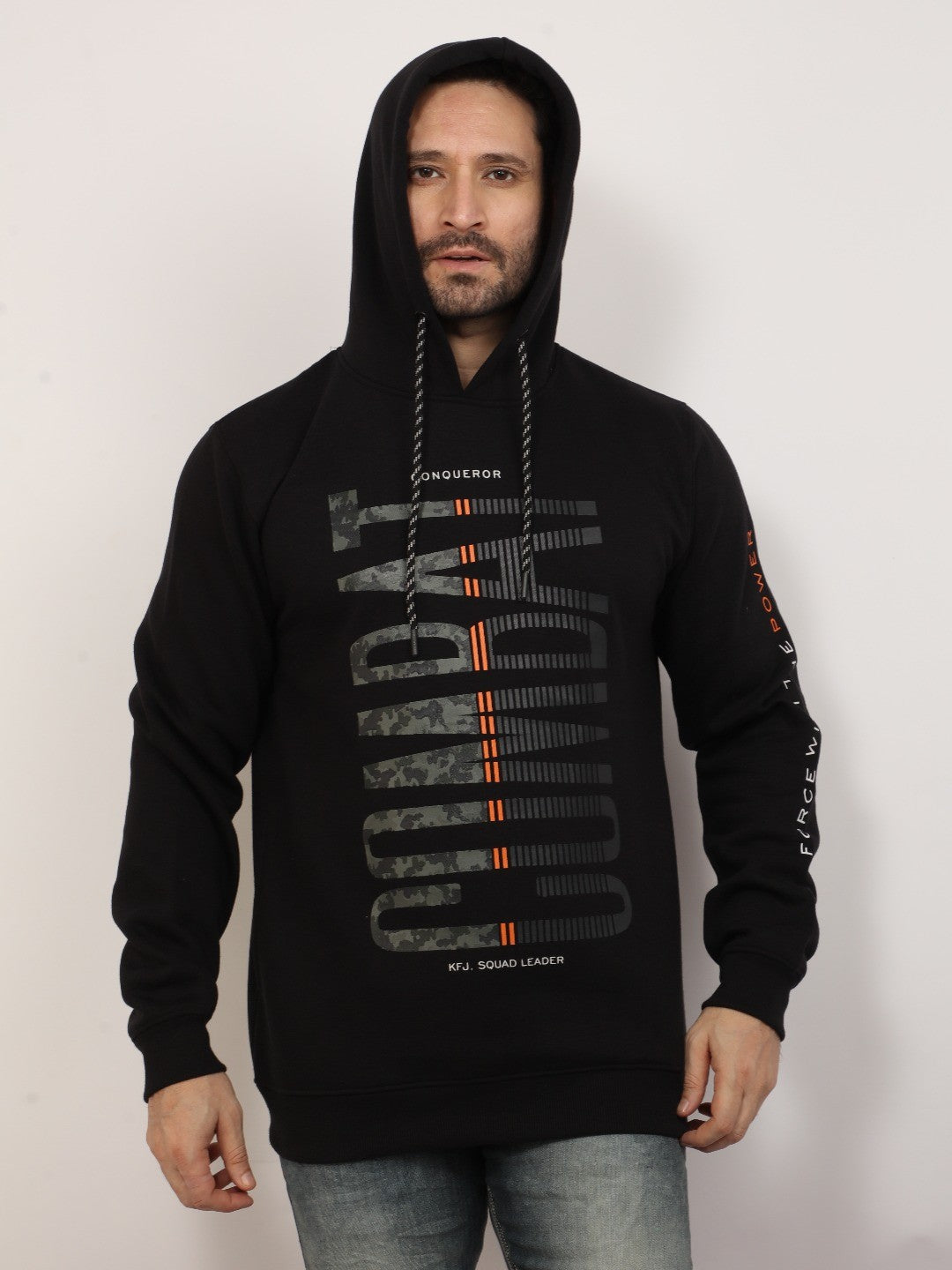 Black Printed Hooded Sweatshirt