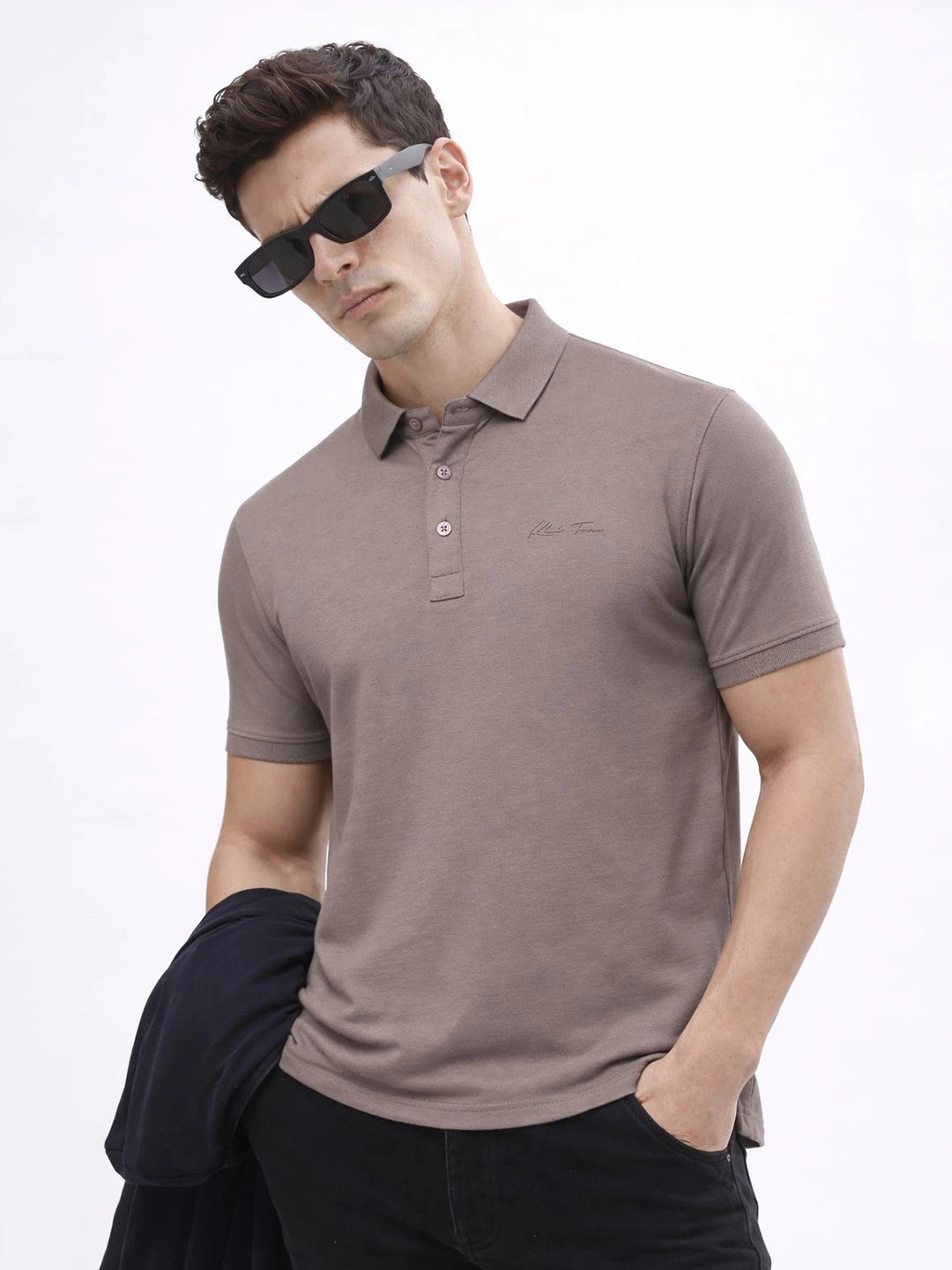 Grey Solid Polo T-Shirt
