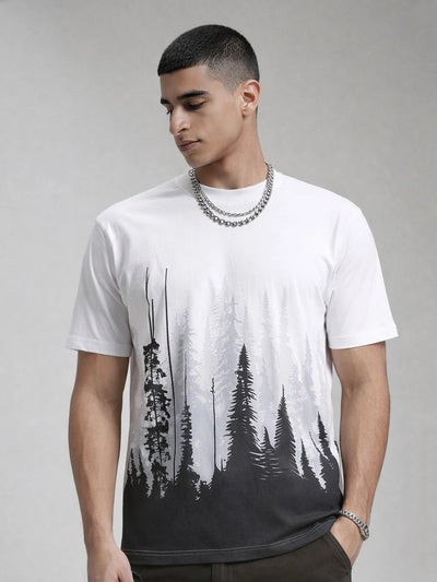 White Printed Crew T- Shirt
