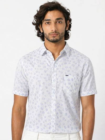 White Blue Printed Shirt
