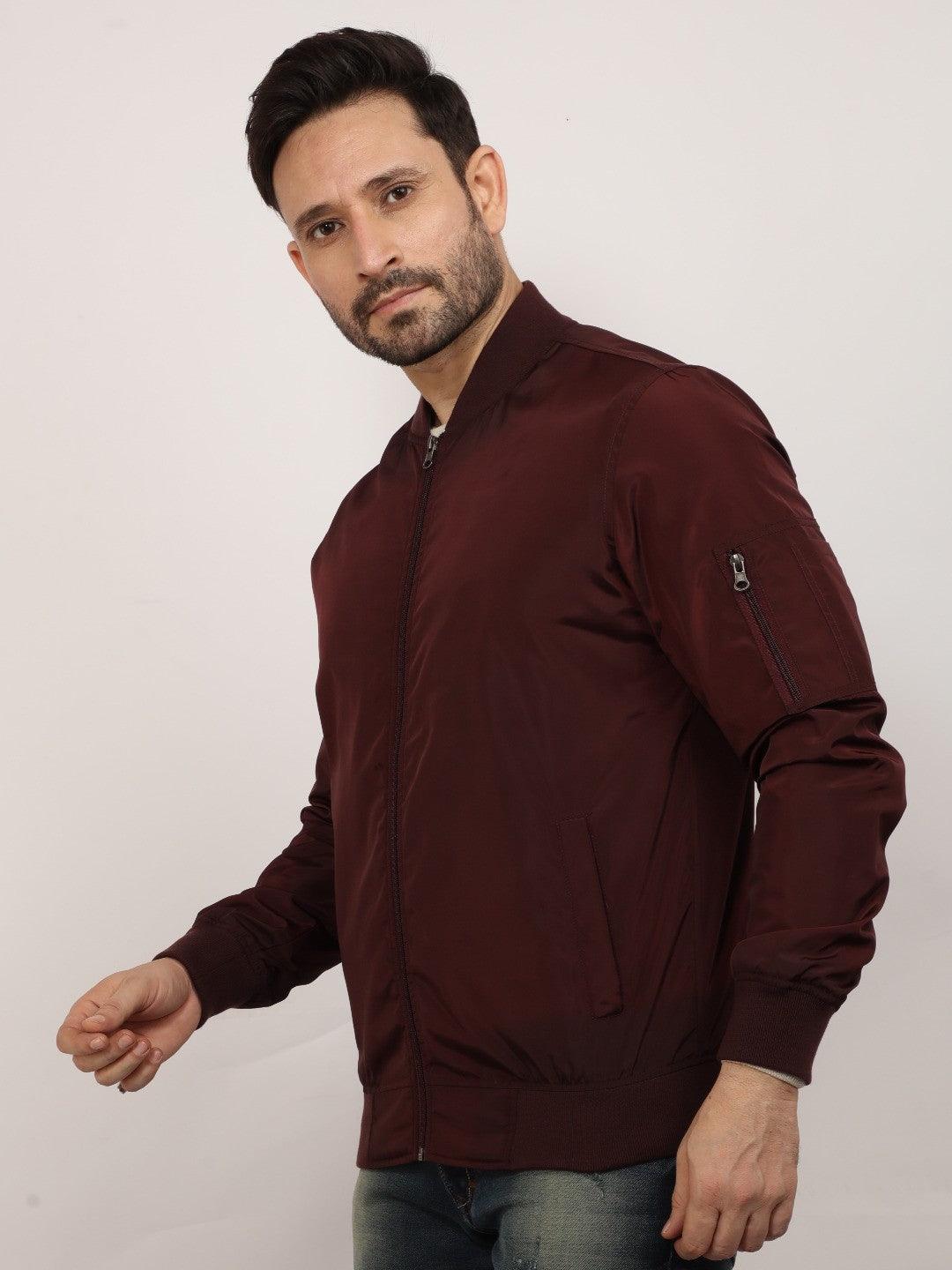 Wine Solid Crew Jacket