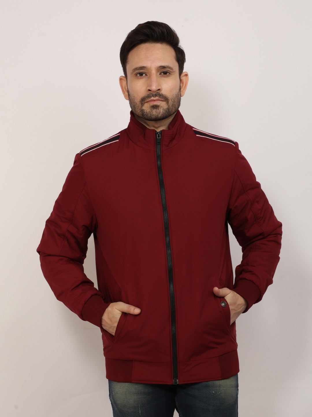 Wine Solid Crew Jacket