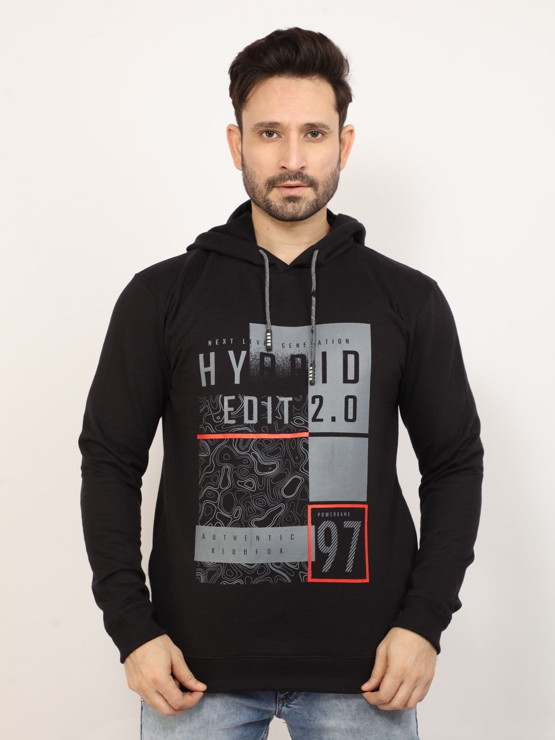 Black Printed Hooded Sweatshirt