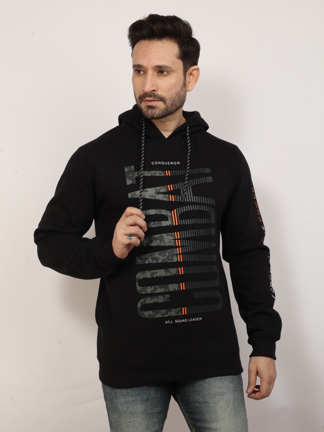 Black Printed Hooded Sweatshirt