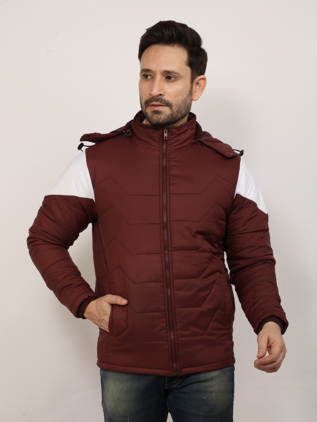 Wine Solid Hood Jacket