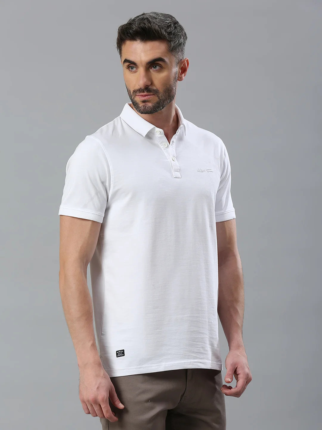 White Solid Polo Regular H/S T-Shirt