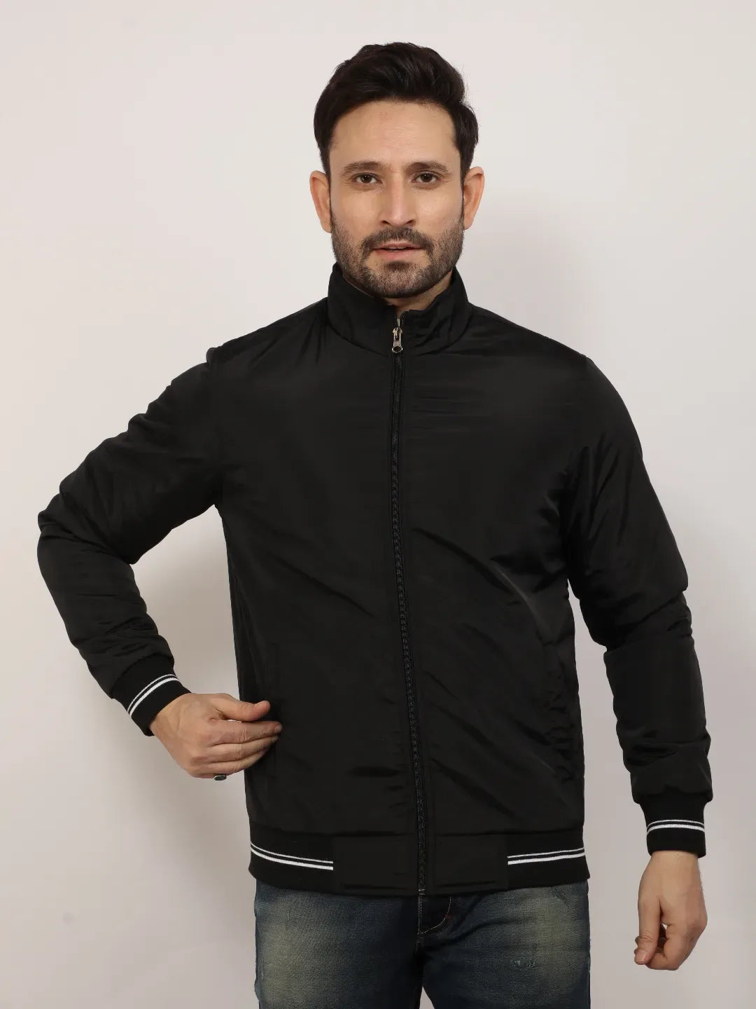 Black Solid Band Jacket