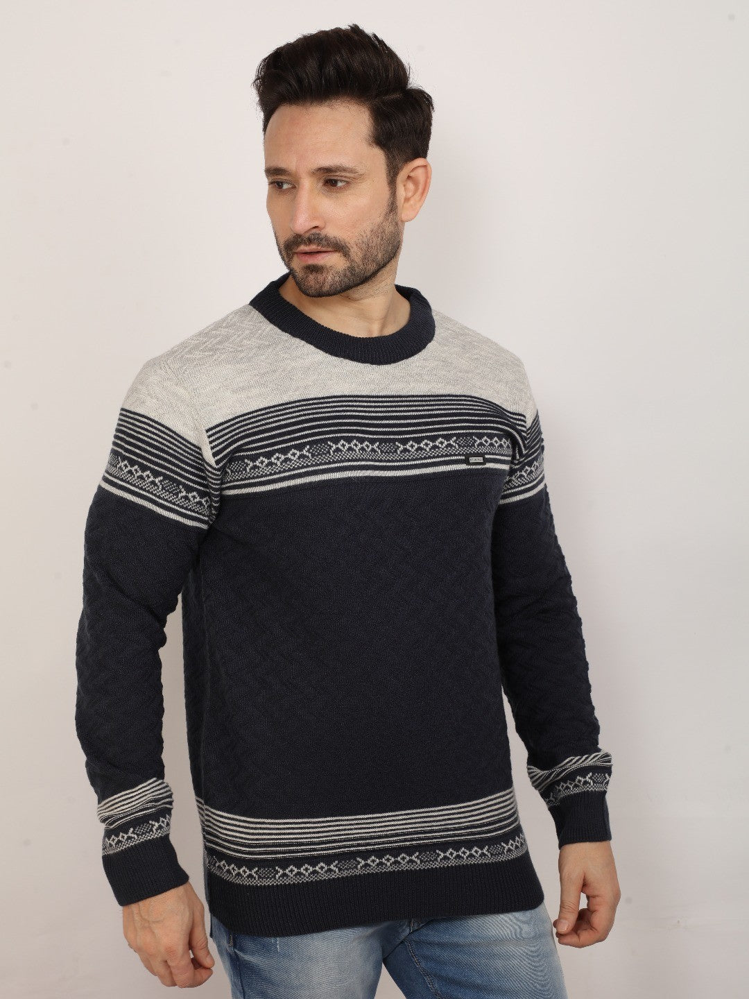 Grey Jacquard Sweater