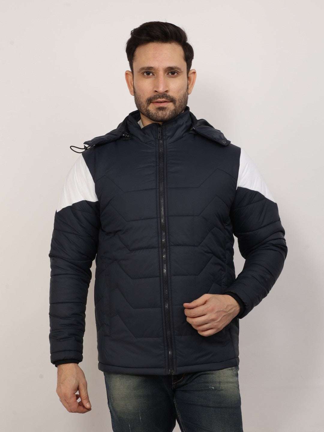 Navy Solid Hood Jacket