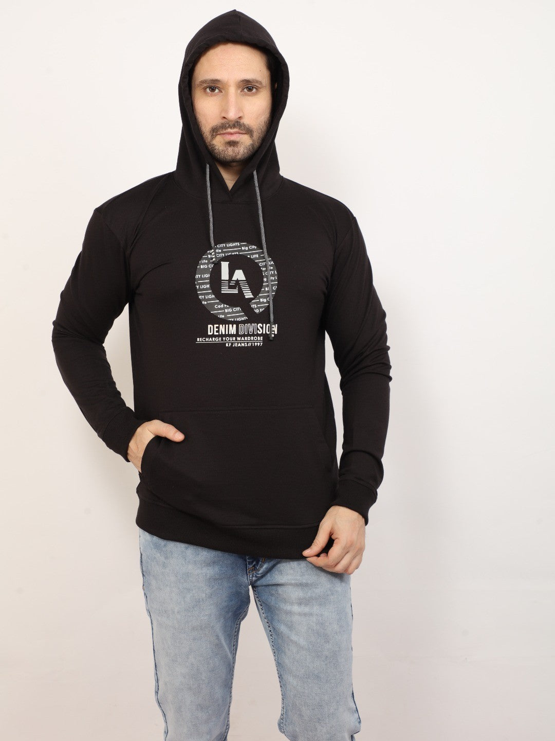 Black Printed Hooded Sweatshirt