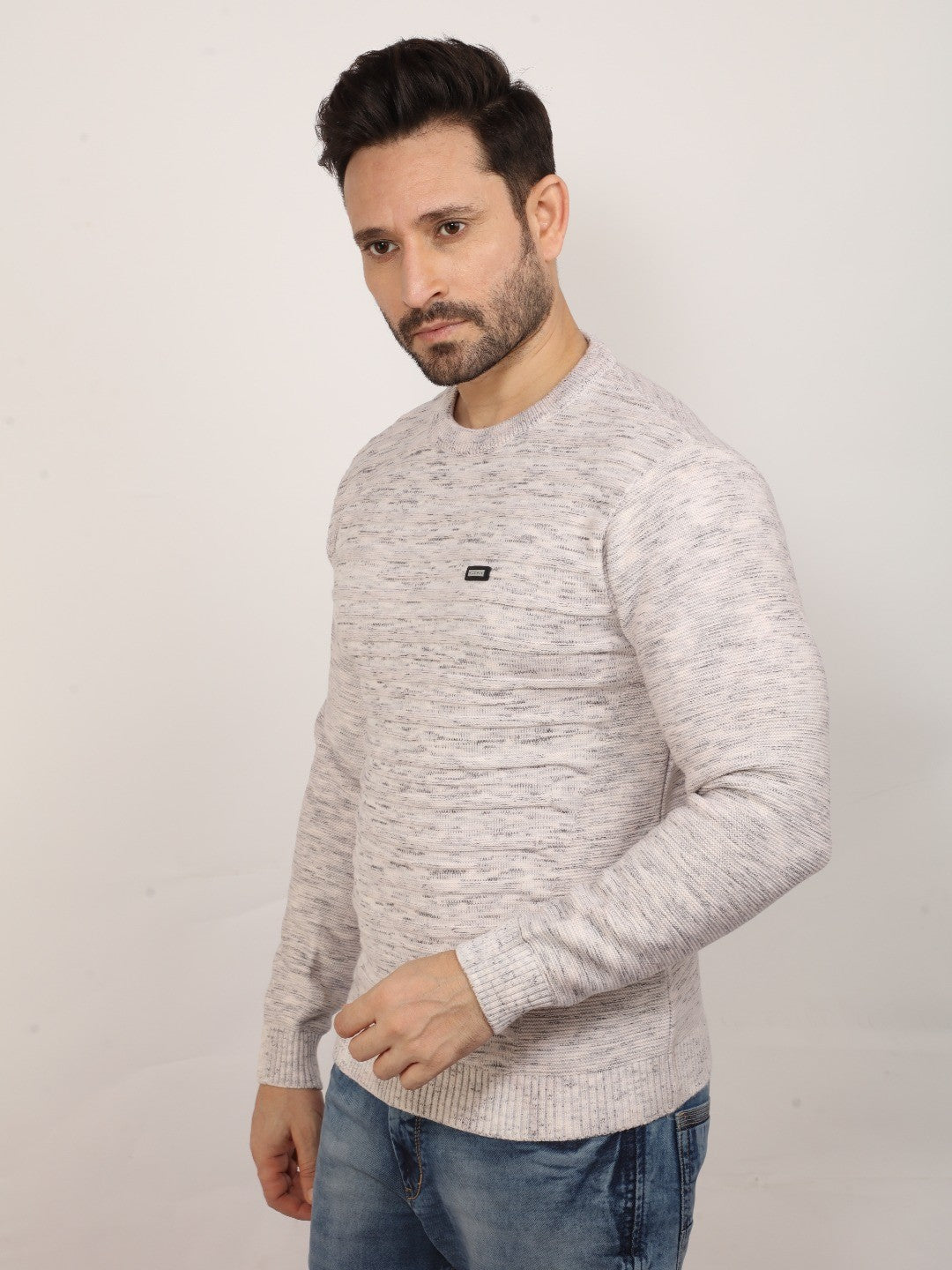 Ecru Jacquard Sweater