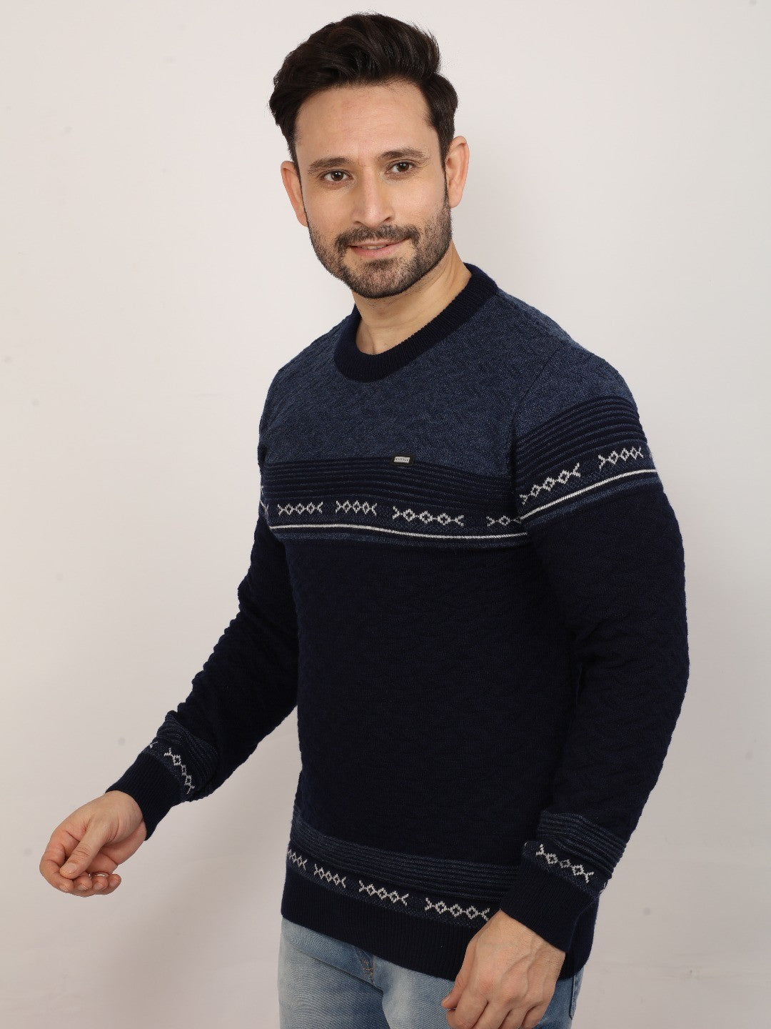 Navy Jacquard Sweater