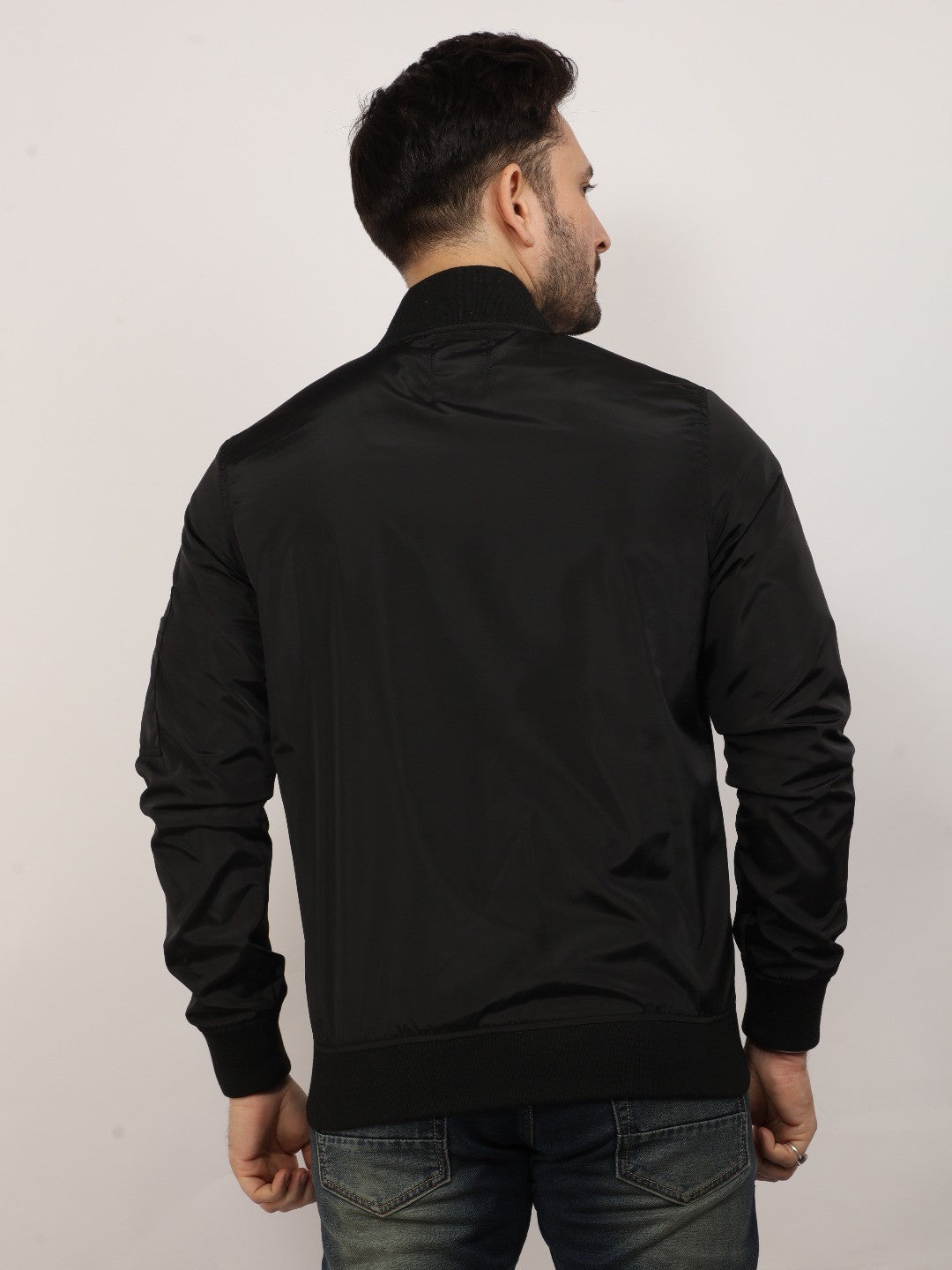 Black Solid  Crew Jacket