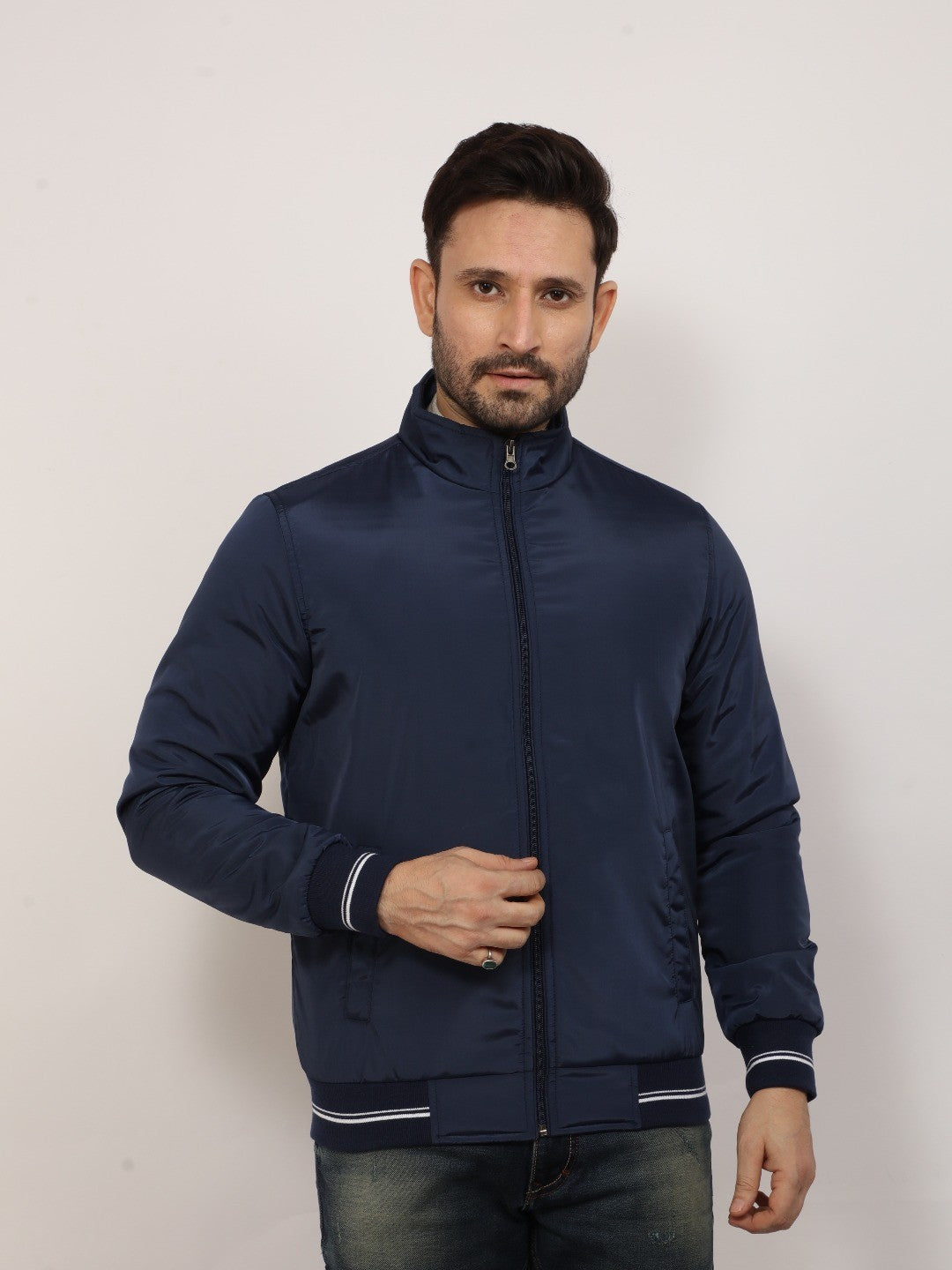 Navy Solid Band Jacket