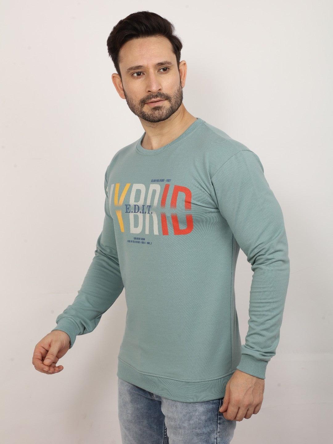 Sea Green Printed Sweatshirt